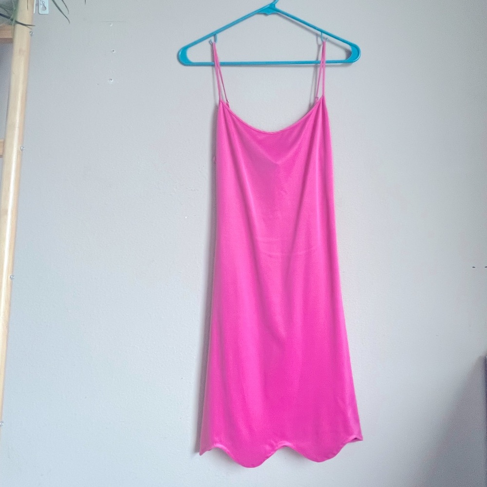 Mini Hot Pink Slip Dress